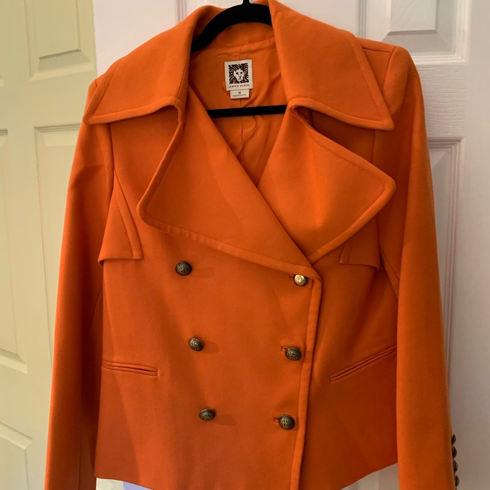 Beautiful Orange Faux Double-Breasted Anne Klein Blazer